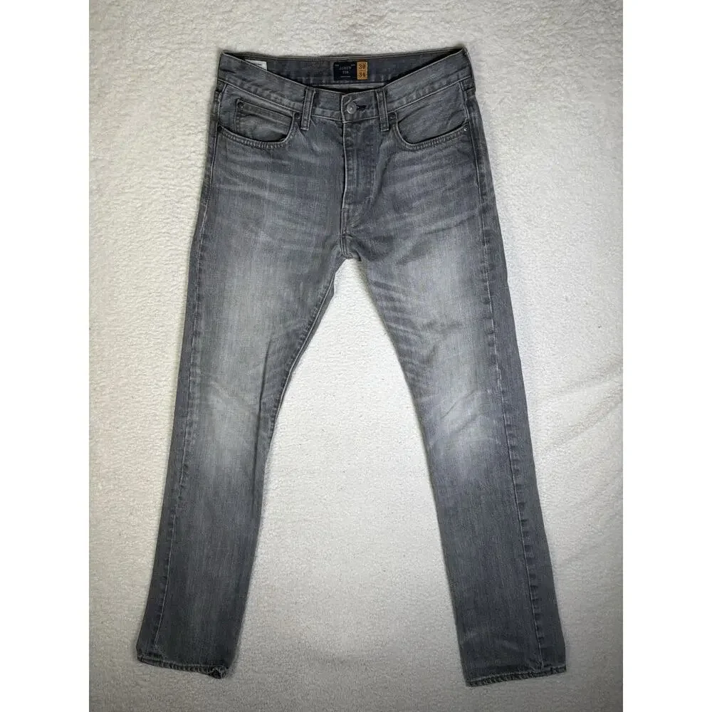 J Crew 770 Jeans Mens 30x34 Gray Kaihara Japanese Denim Slim Fit Straight Leg
